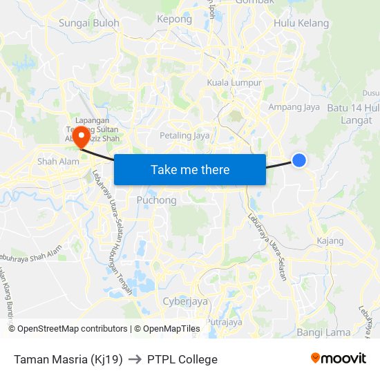 Taman Masria (Kj19) to PTPL College map