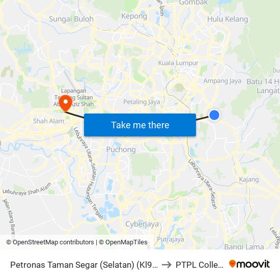 Petronas Taman Segar (Selatan) (Kl916) to PTPL College map