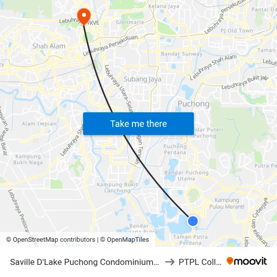 Saville D'Lake Puchong Condominium (Sp330) to PTPL College map
