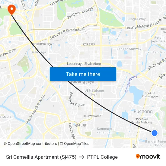 Sri Camellia Apartment (Sj475) to PTPL College map