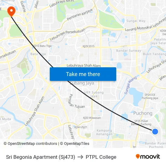 Sri Begonia Apartment (Sj473) to PTPL College map