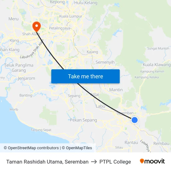 Taman Rashidah Utama, Seremban to PTPL College map