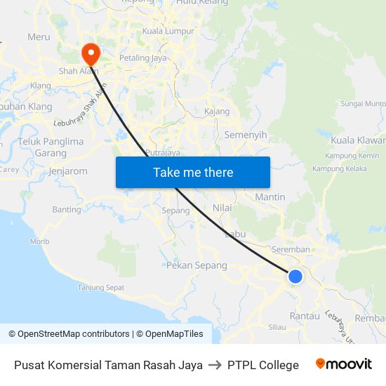 Pusat Komersial Taman Rasah Jaya to PTPL College map