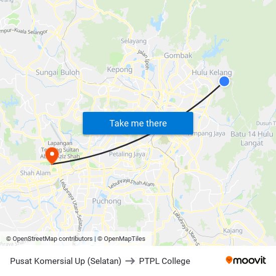 Pusat Komersial Up (Selatan) to PTPL College map