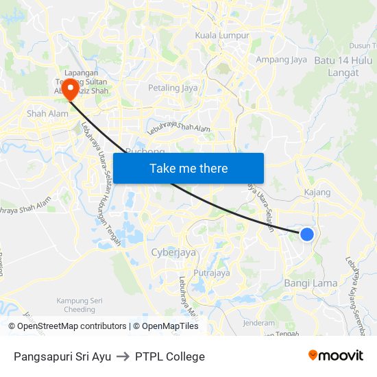 Pangsapuri Sri Ayu to PTPL College map