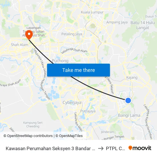 Kawasan Perumahan Seksyen 3 Bandar Baru Bangi (Selatan) to PTPL College map