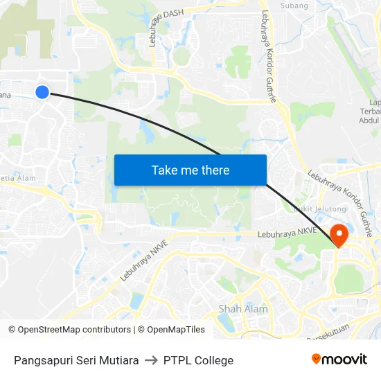 Pangsapuri Seri Mutiara to PTPL College map