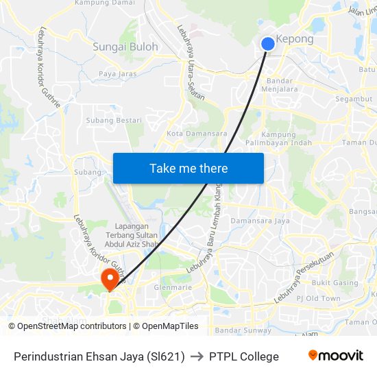 Perindustrian Ehsan Jaya (Sl621) to PTPL College map