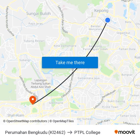 Perumahan Bengkudu (Kl2462) to PTPL College map