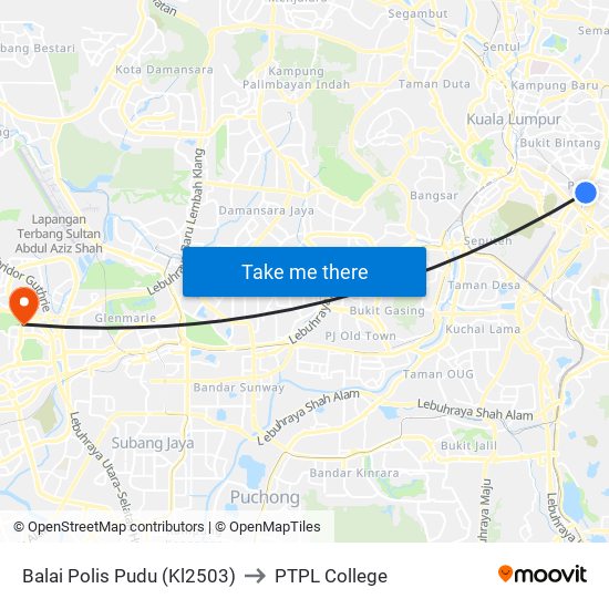 Balai Polis Pudu (Kl2503) to PTPL College map