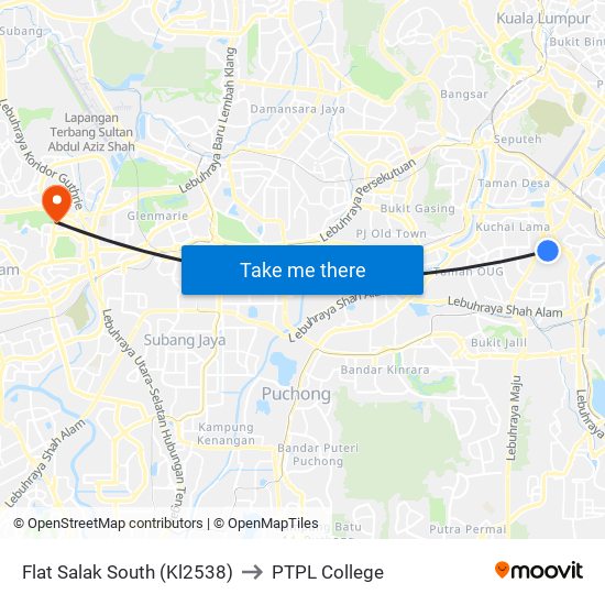 Flat Salak South (Kl2538) to PTPL College map