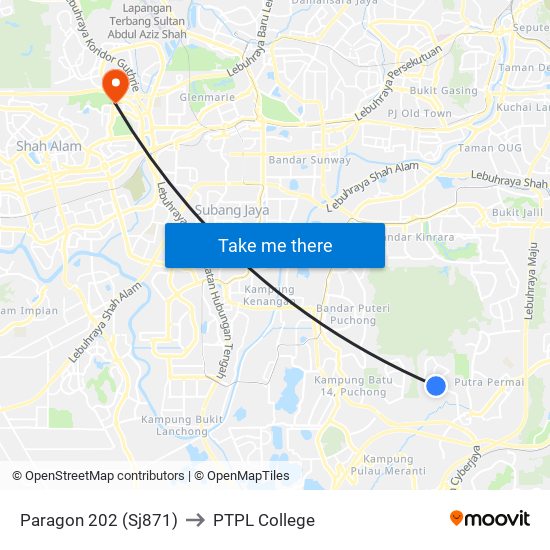 Paragon 202 (Sj871) to PTPL College map