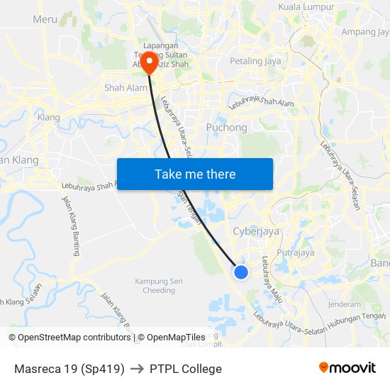 Masreca 19 (Sp419) to PTPL College map