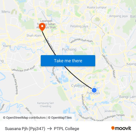 Suasana Pjh (Ppj347) to PTPL College map