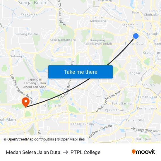 Medan Selera Jalan Duta to PTPL College map