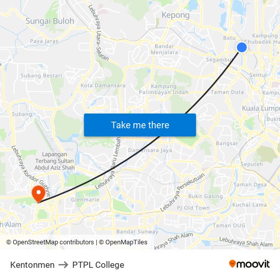 Kentonmen to PTPL College map