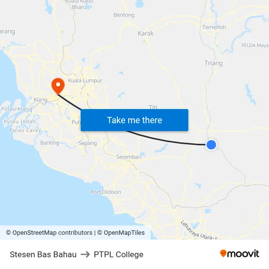 Stesen Bas Bahau to PTPL College map