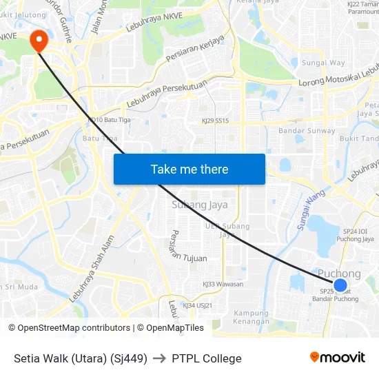 Setia Walk (Utara) (Sj449) to PTPL College map