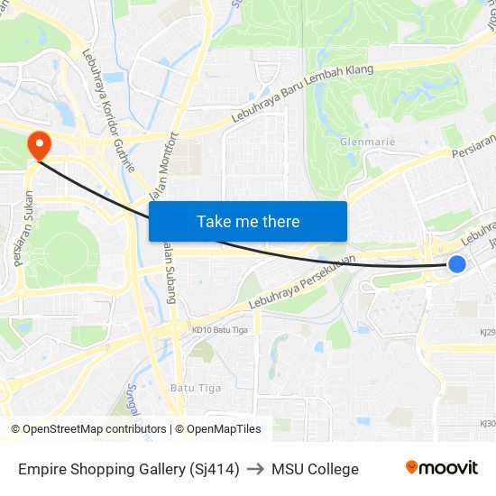 Empire Shopping Gallery (Sj414) to MSU College map
