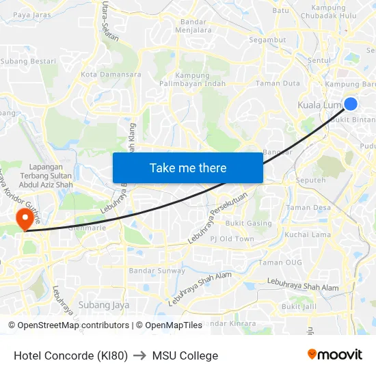 Hotel Concorde (Kl80) to MSU College map