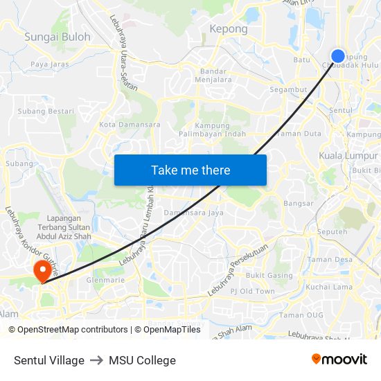 Sentul Village to MSU College map
