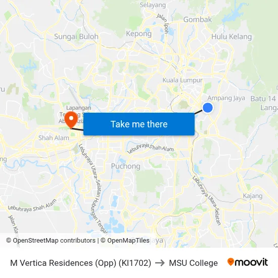 M Vertica Residences (Opp) (Kl1702) to MSU College map