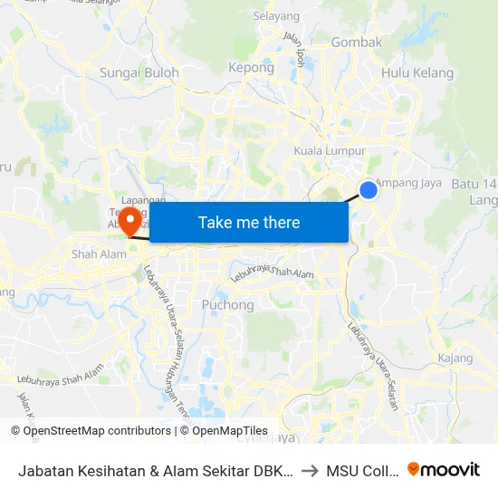 Jabatan Kesihatan & Alam Sekitar DBKL (Kl362) to MSU College map