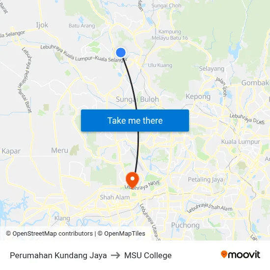 Perumahan Kundang Jaya to MSU College map