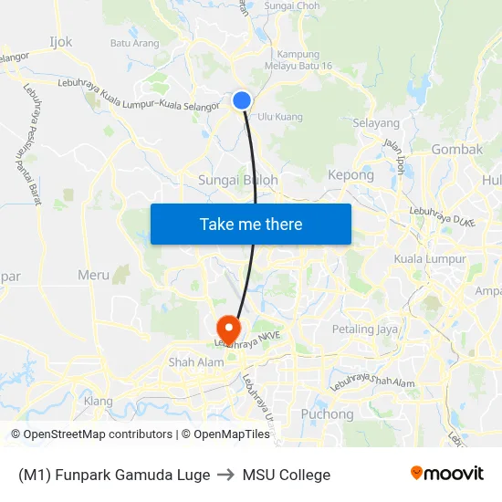 (M1) Funpark Gamuda Luge to MSU College map