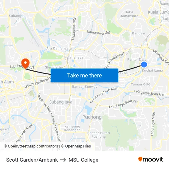 Scott Garden/Ambank to MSU College map