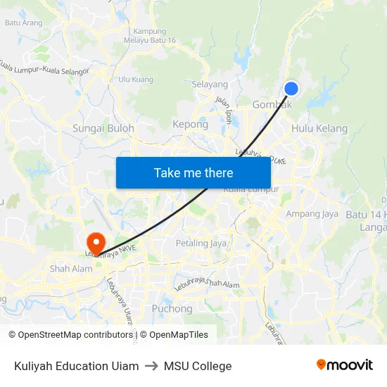Kuliyah Education Uiam to MSU College map