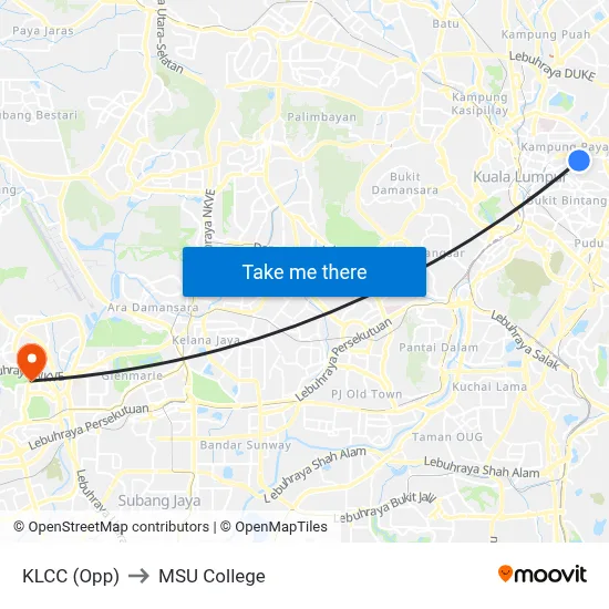 KLCC (Opp) to MSU College map