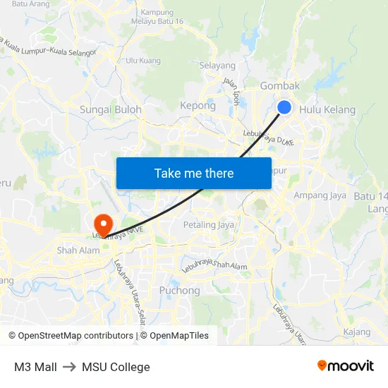 M3 Mall to MSU College map