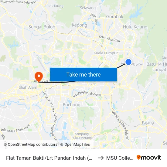 Flat Taman Bakti/Lrt Pandan Indah (Opp) to MSU College map