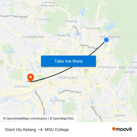 Giant Ulu Kelang to MSU College map