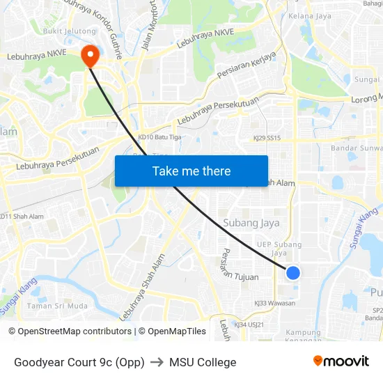 Goodyear Court 9c (Opp) to MSU College map