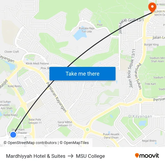 Mardhiyyah Hotel & Suites to MSU College map