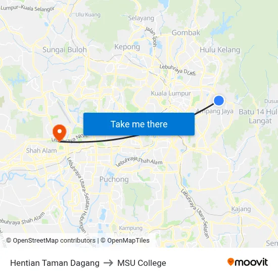 Hentian Taman Dagang to MSU College map