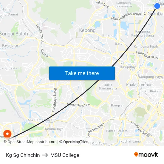 Kg Sg Chinchin to MSU College map