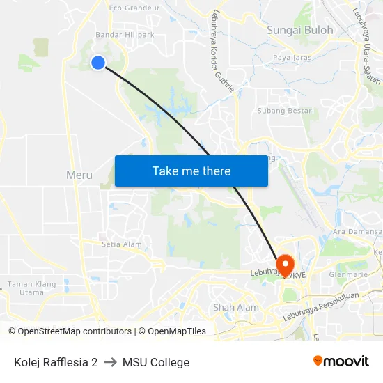 Kolej Rafflesia 2 to MSU College map