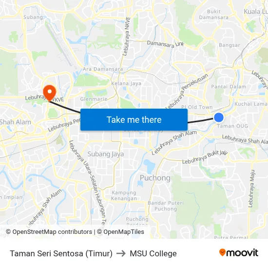 Taman Seri Sentosa (Timur) to MSU College map