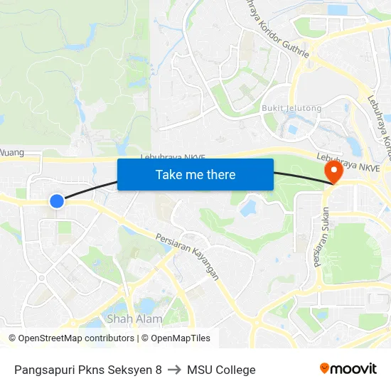 Pangsapuri Pkns Blok 19 to MSU College map