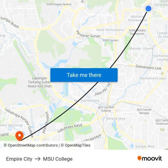 Empire City to MSU College map