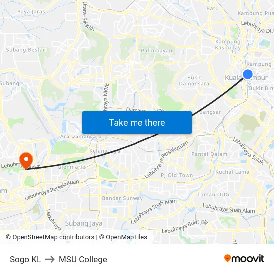 Sogo KL to MSU College map
