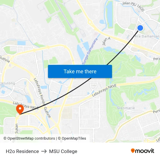 H2o Residence to MSU College map