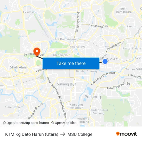 KTM Kg Dato Harun (Utara) to MSU College map