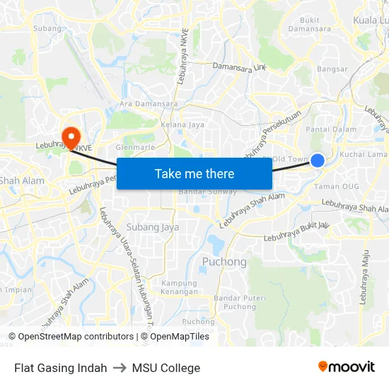 Flat Gasing Indah to MSU College map
