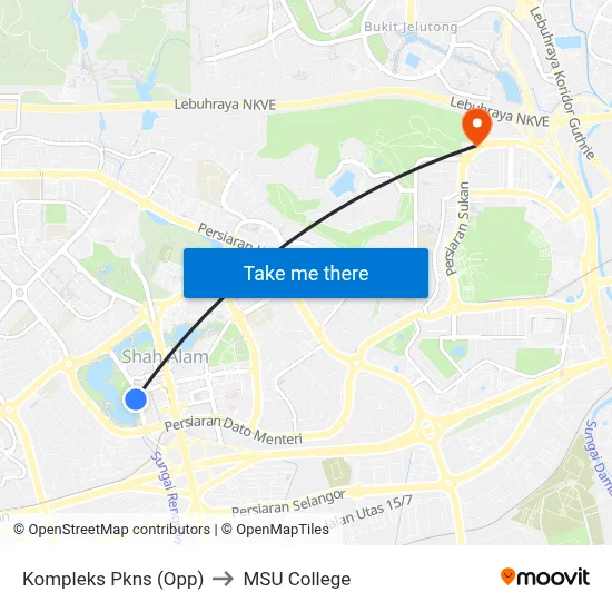Kompleks Pkns (Opp) to MSU College map