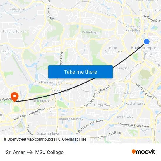 Sri Amar to MSU College map