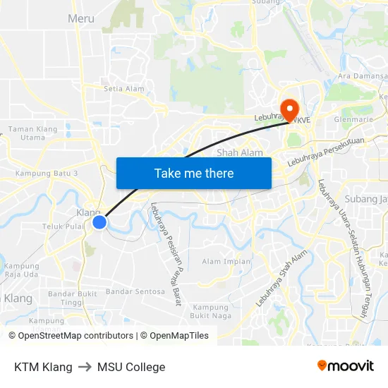 KTM Klang to MSU College map